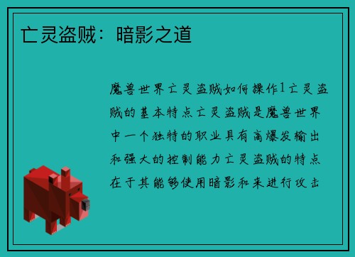 亡灵盗贼：暗影之道